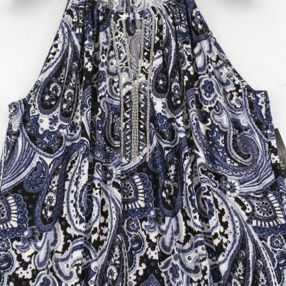 INC Printed Keyhole-Cutout Embellished Halter Top - Picture 3 of 6